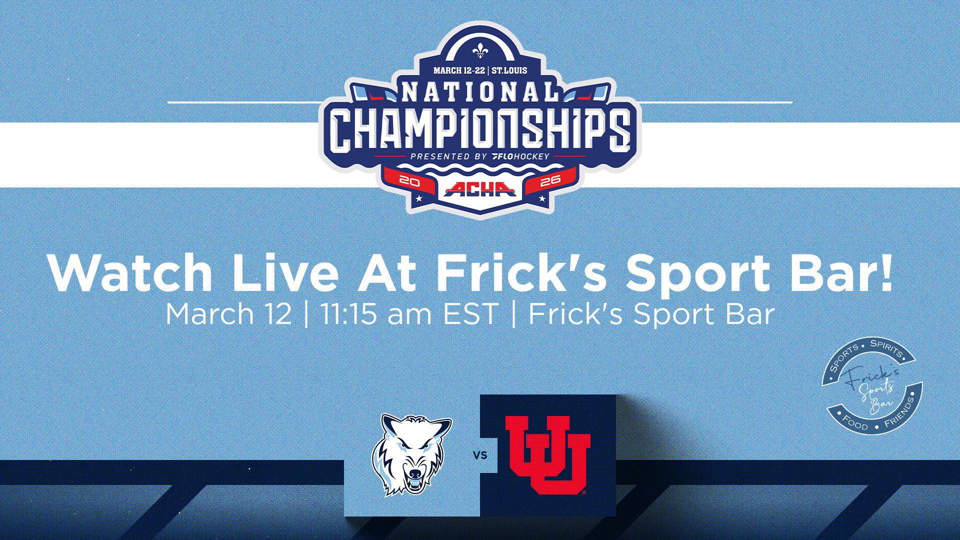 Frick's Sports Bar to Host D1 Hockey Watch Party