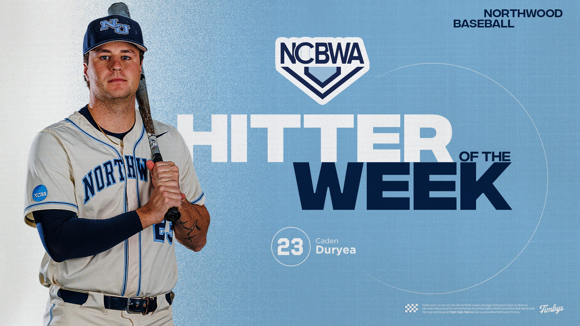 Caden Duryea Named NCBWA Midwest Region Hitter of the Week