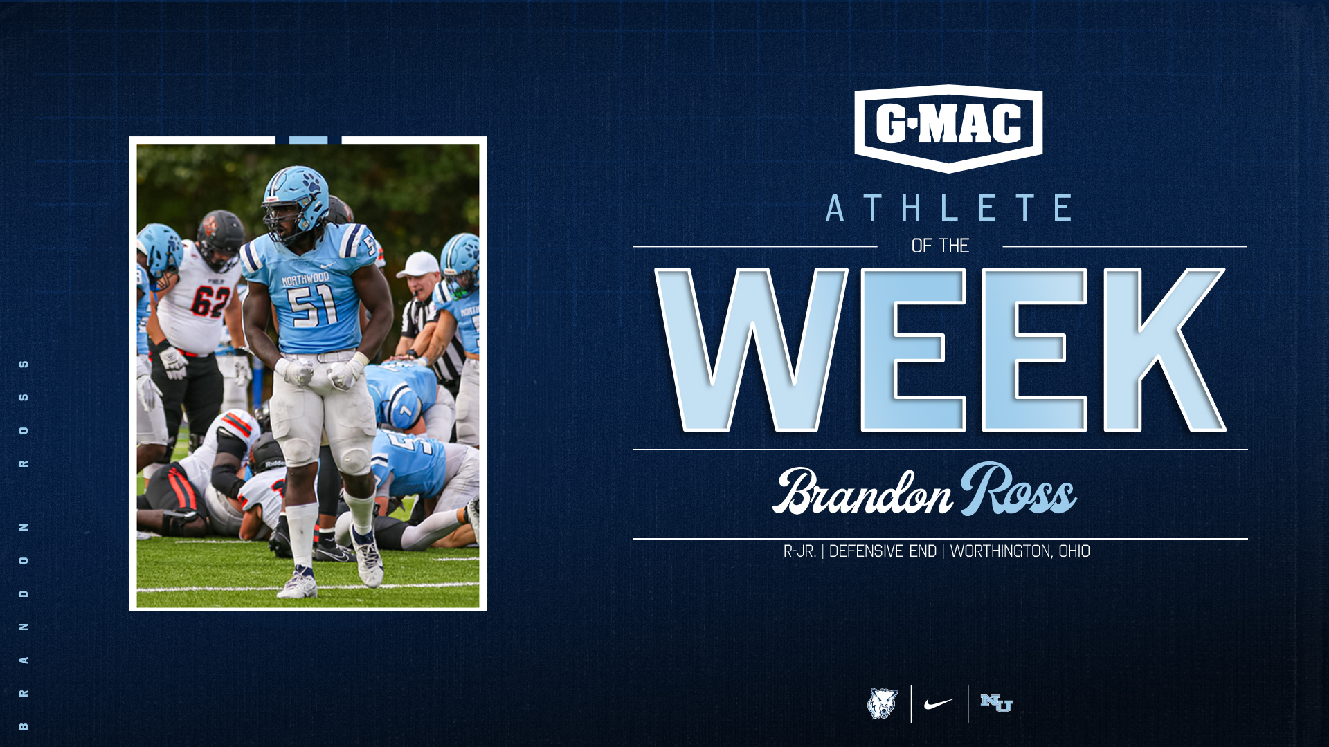 Brandon Ross Named G-MAC Defensive Athlete of the Week