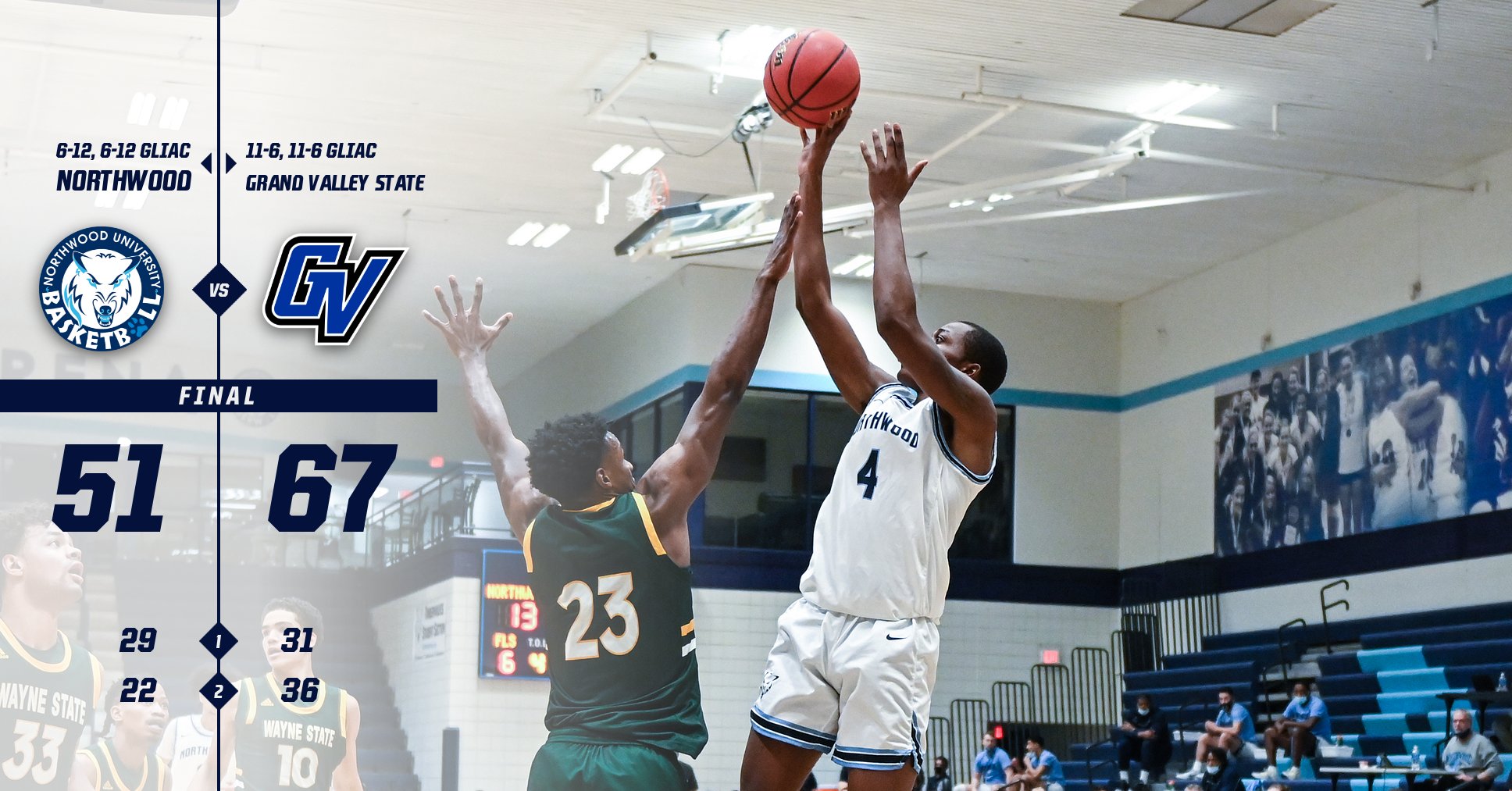 Men's Basketball Falls To GVSU 67-51