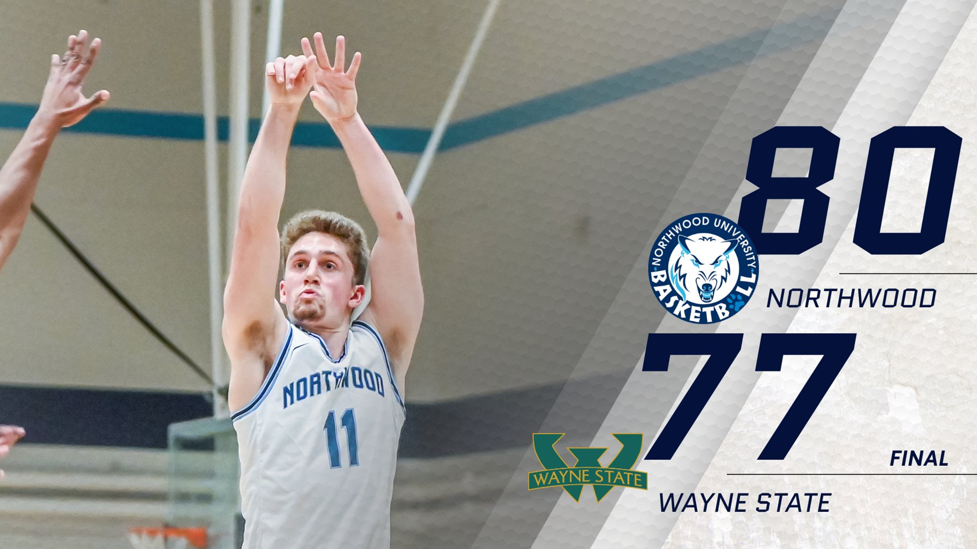 Men's Basketball Defeats Wayne State 80-77