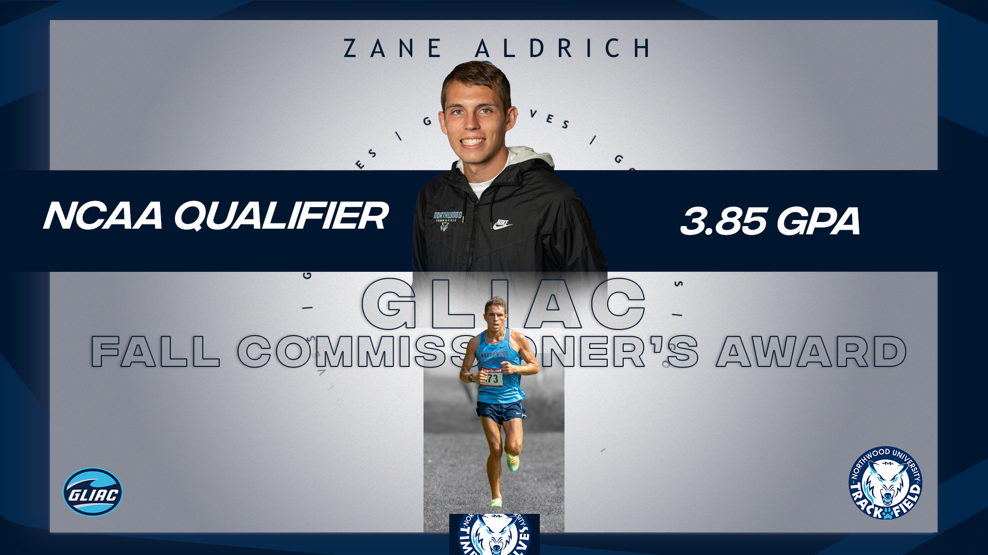 Zane Aldrich Earns GLIAC Fall Commissioner's Award