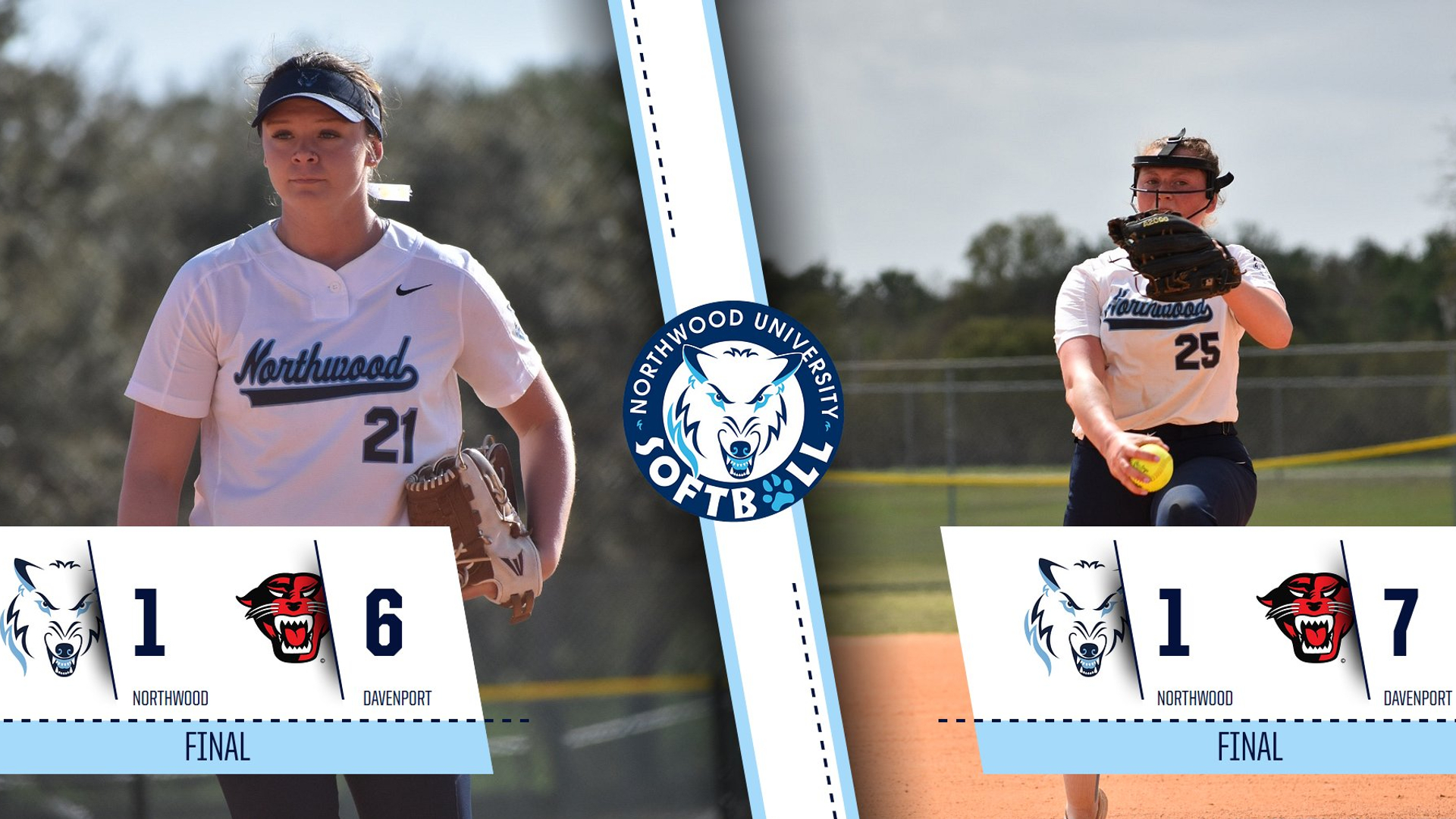 Softball Drops Two To Davenport, 6-1 and 7-1