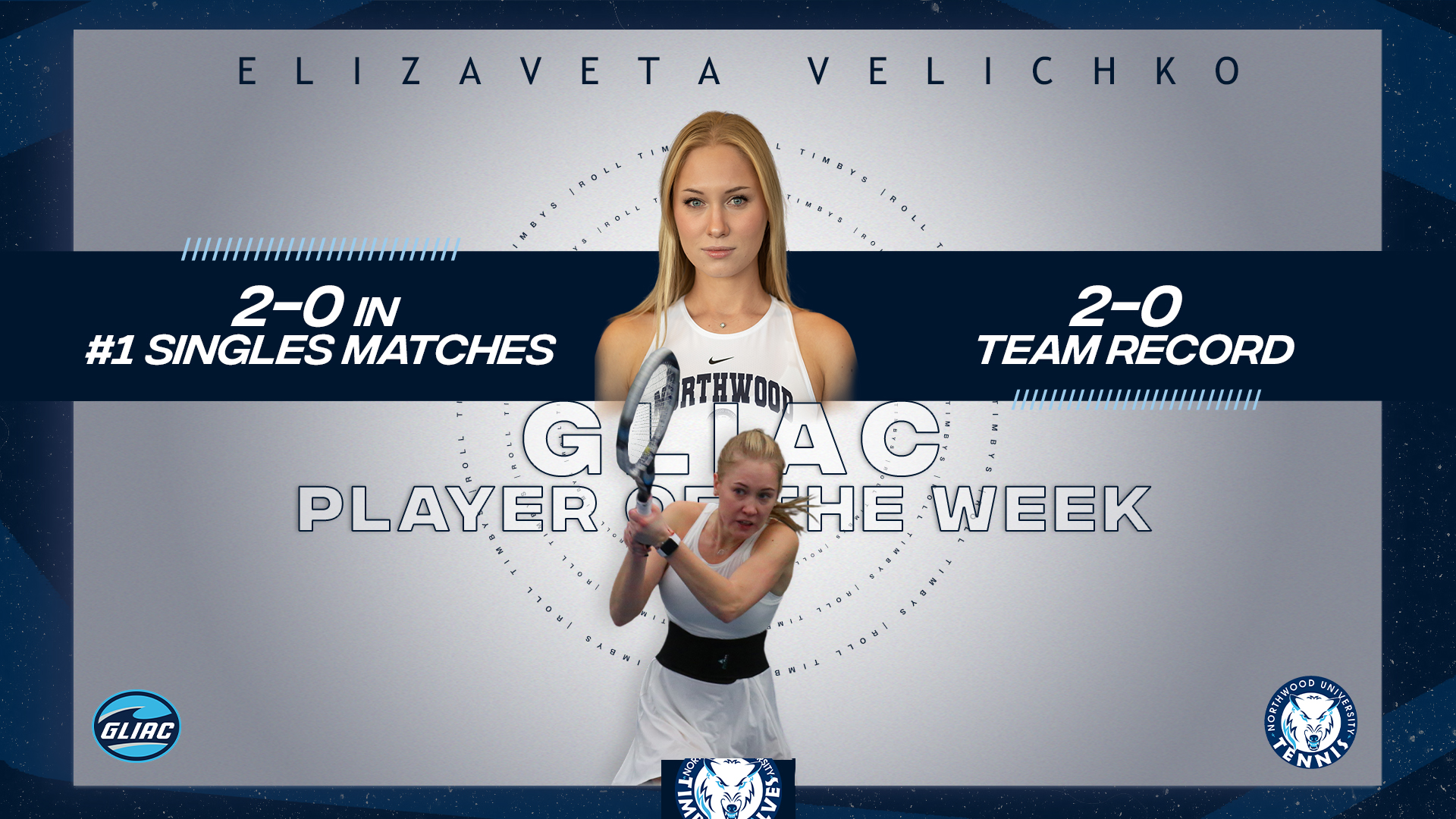 Elizaveta Velichko Earns GLIAC Women's Tennis Athlete of the Week Honors